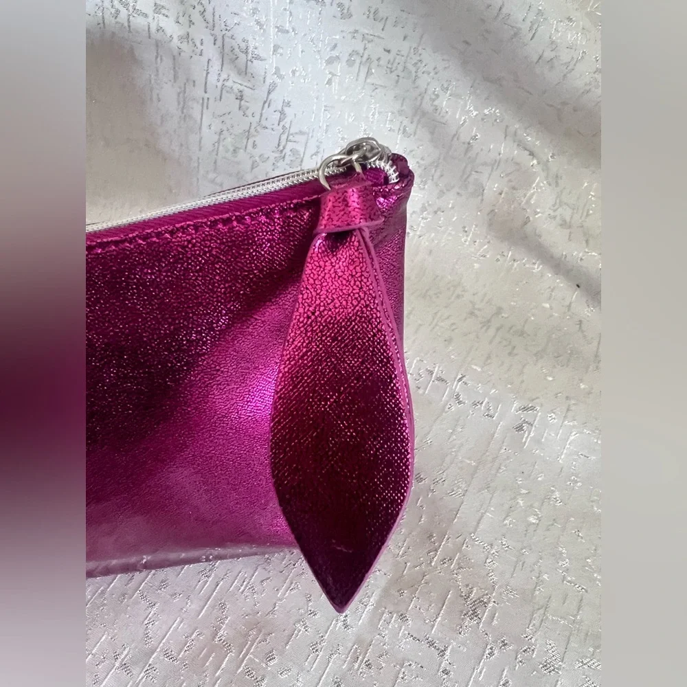 Lancome Paris Sparkling Vibrant Fuchsia Pink Cosmetic Bag Water-Resistant Fabric